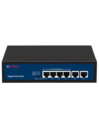 CP Plus POE Switch 4‑Port Giga with 2 Gigabit Uplink (CP‑DNW‑GPU4G2‑48C) – 6-Port Gigabit PoE Switch
